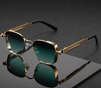 Men Driving Sunglasses Vintage Steampunk Square Sunglasses Metal Frame