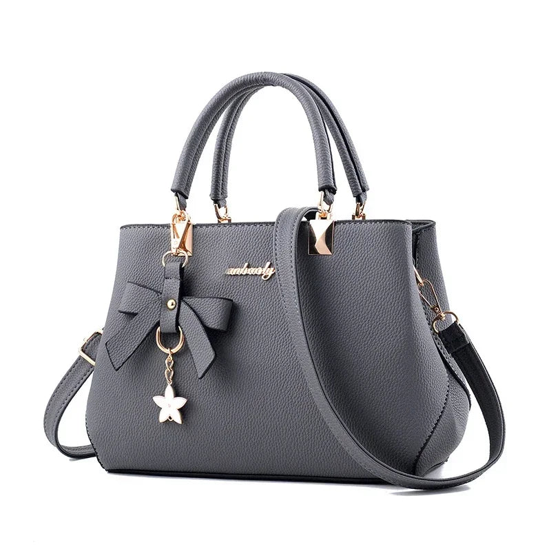 Women Messenger Bags With Flower Pendant Office Ladies Fashion Totes Pure Handbag For Female
