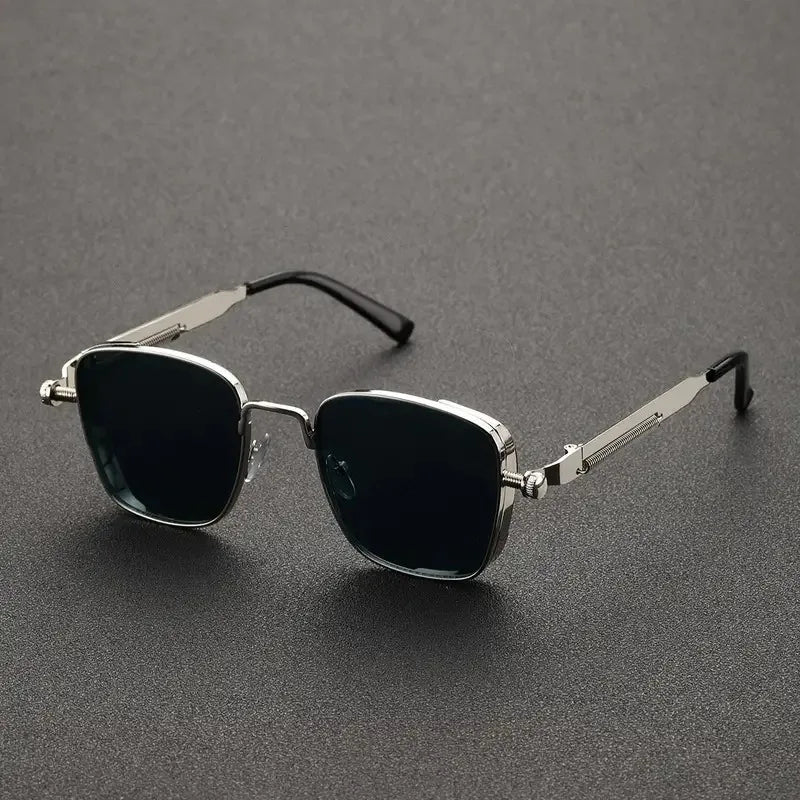 Men Driving Sunglasses Vintage Steampunk Square Sunglasses Metal Frame