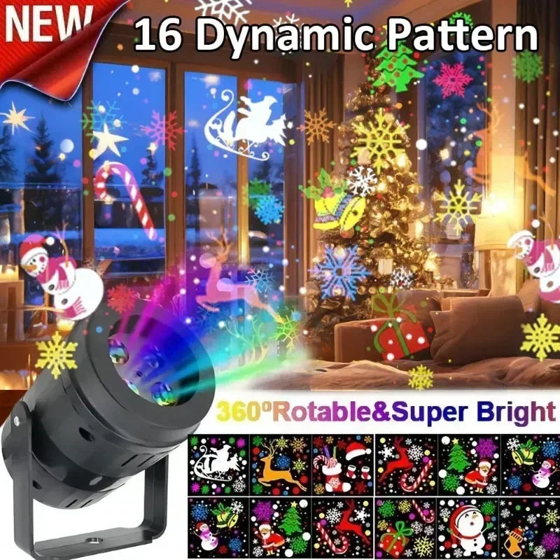 16 Patterns Christmas Projector Lights Rotatable Christmas Decoration Outdoor