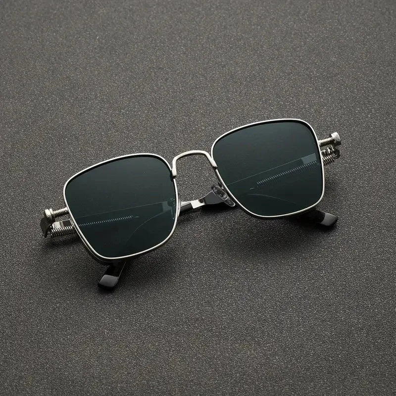 Men Driving Sunglasses Vintage Steampunk Square Sunglasses Metal Frame