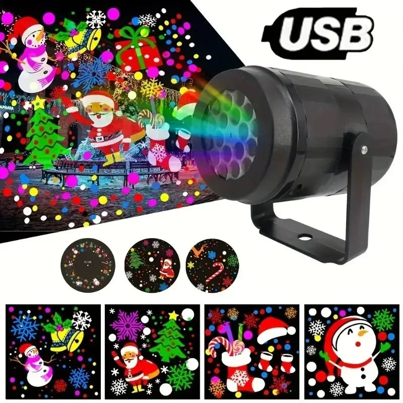 16 Patterns Christmas Projector Lights Rotatable Christmas Decoration Outdoor