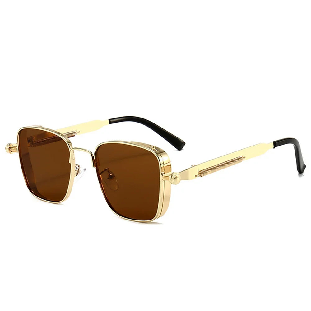 Men Driving Sunglasses Vintage Steampunk Square Sunglasses Metal Frame